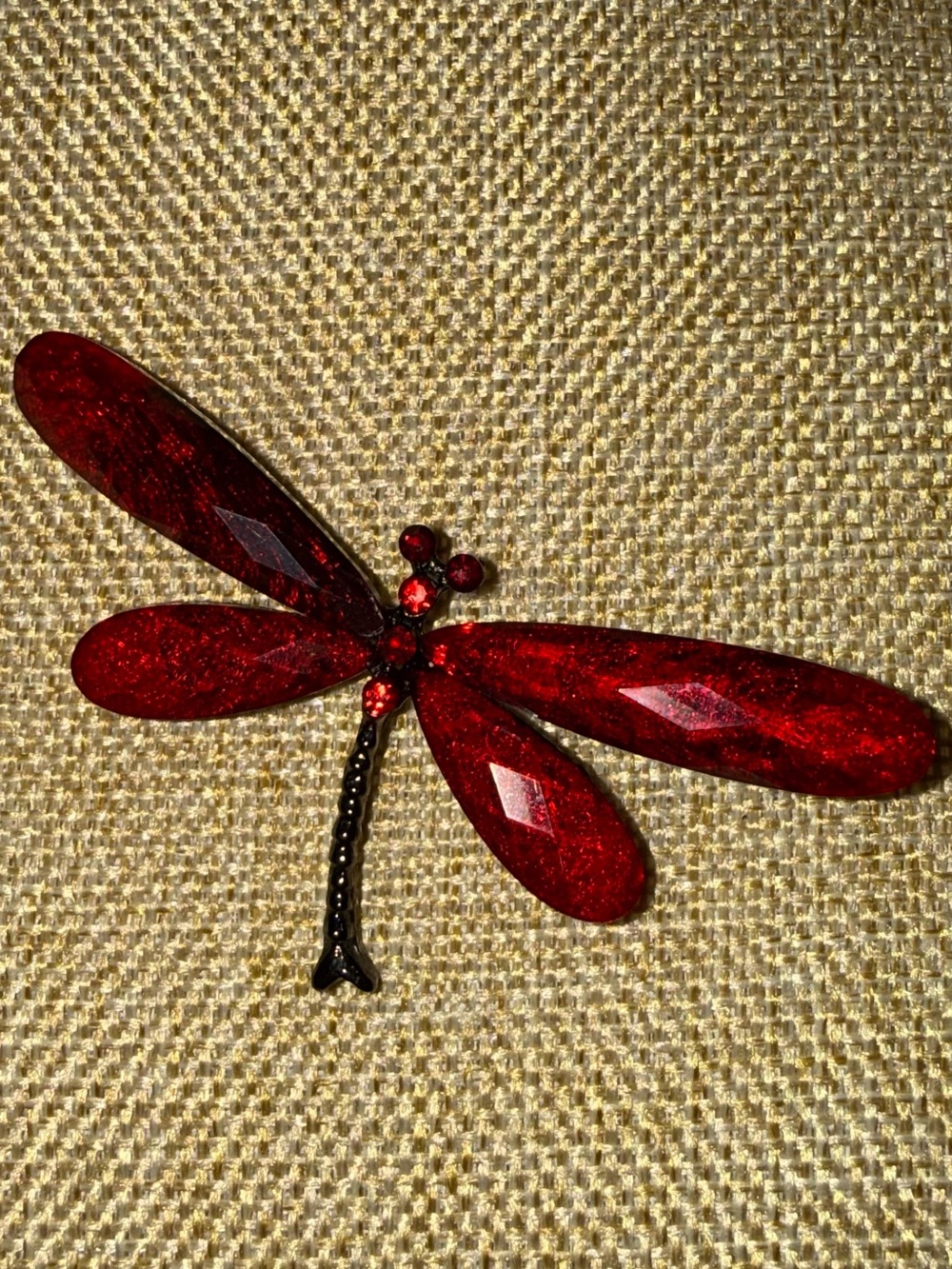 Red Dragonfly Crystal Brooch - Elegant Women's Jewelry